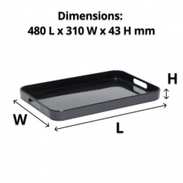 Large Black Melamine Tray with Handles - Cafe Supply