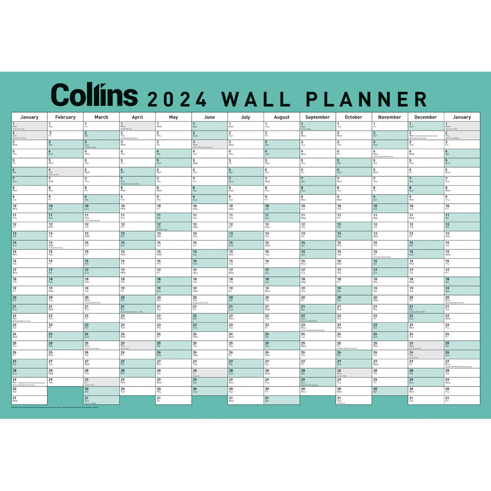 Collins Wallplanner A2 Unlaminated Even Year - Cafe Supply