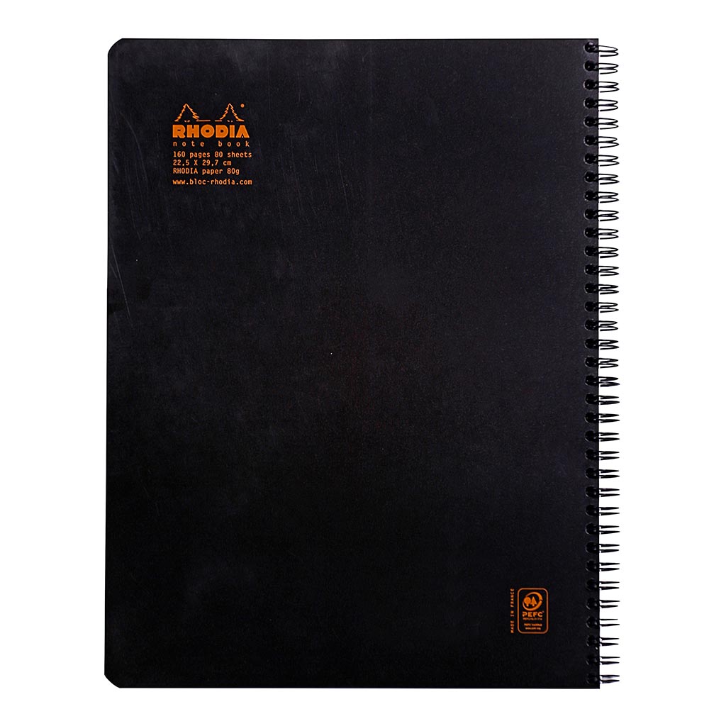 Rhodia Classic Notebook Spiral A4+ Grid Black - Cafe Supply