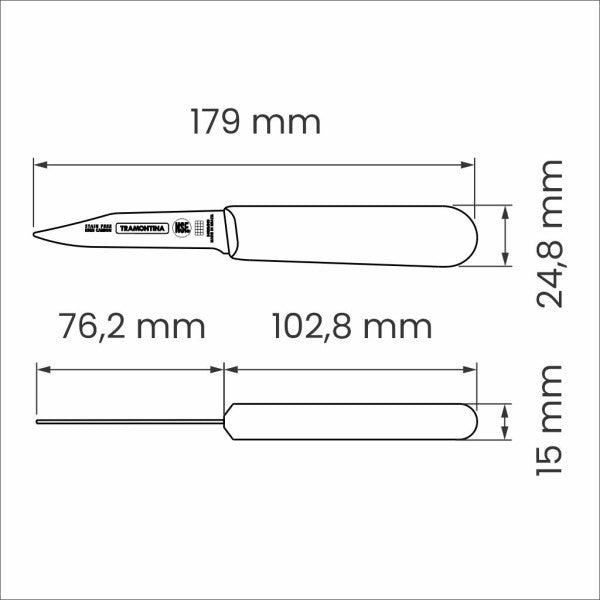 Tramontina Professional Master Black Paring Knife Tappered 3", 8cm - Cafe Supply