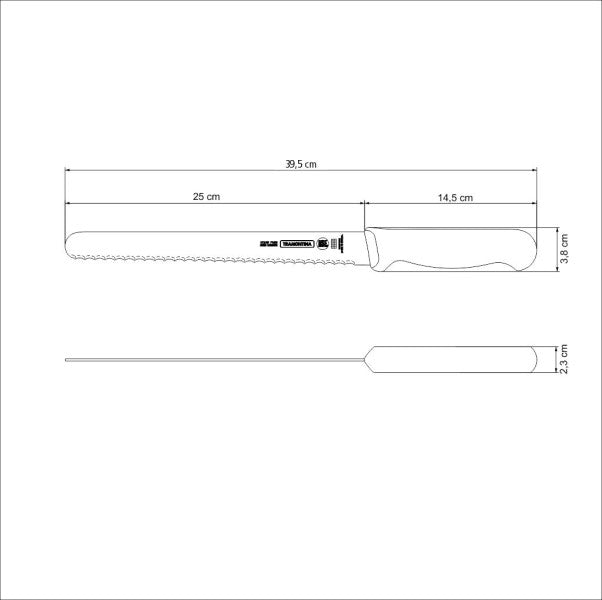 Tramontina Professional Master Black Bread Knife 10", 25cm - Cafe Supply