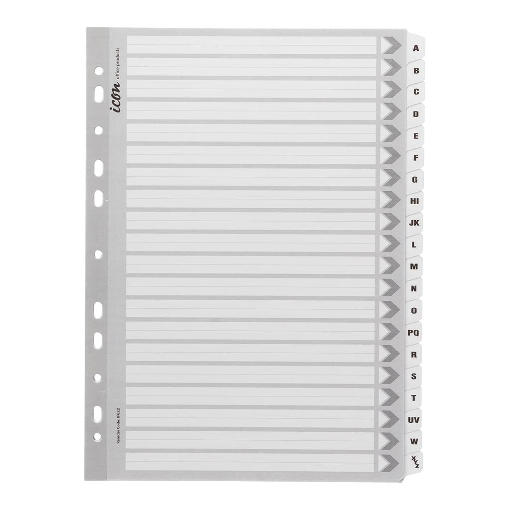 Icon Cardboard Indices with Reinforced Tabs A-Z White - Cafe Supply