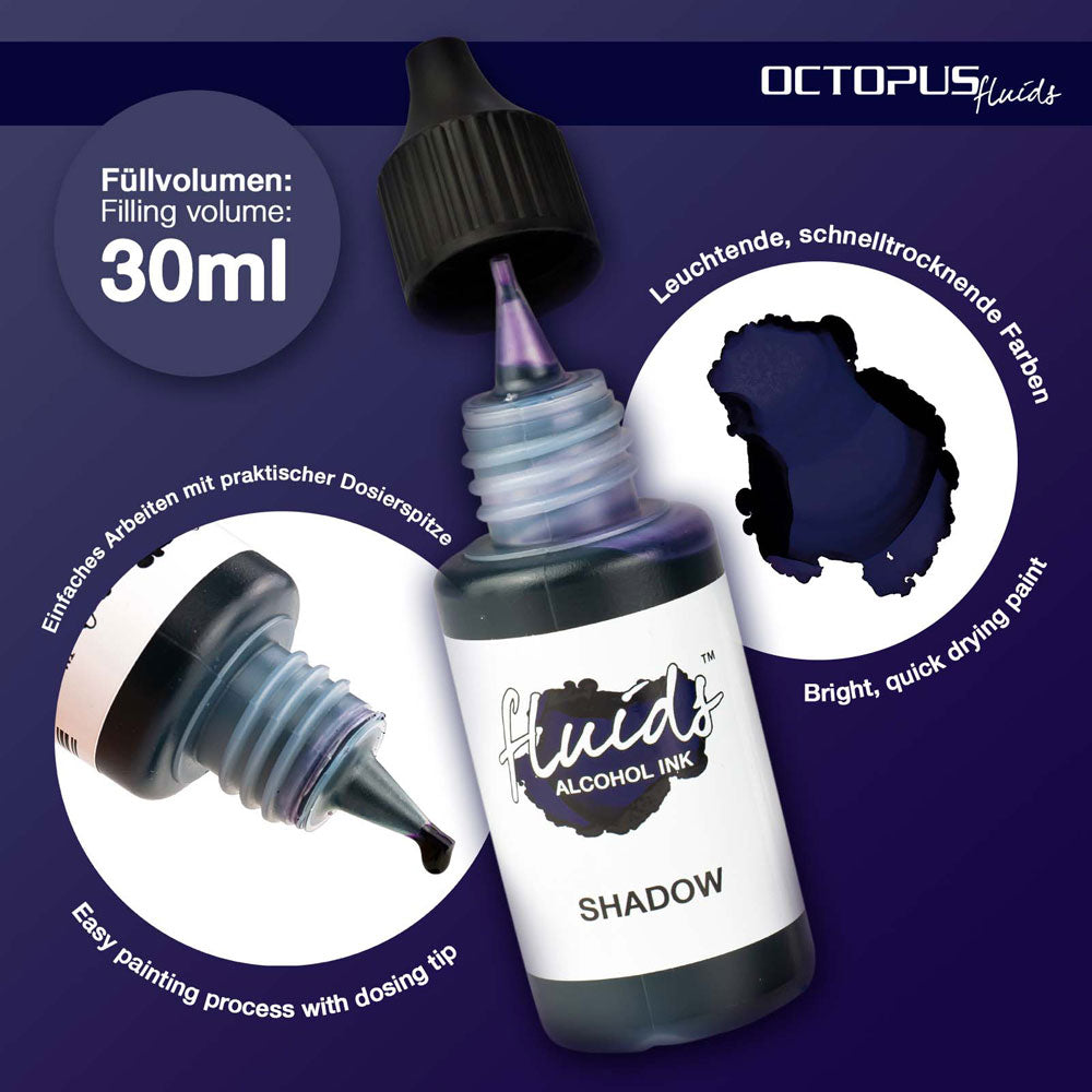 Octopus Fluids Alcohol Ink Shadow Grey-Blue 30ml - Cafe Supply