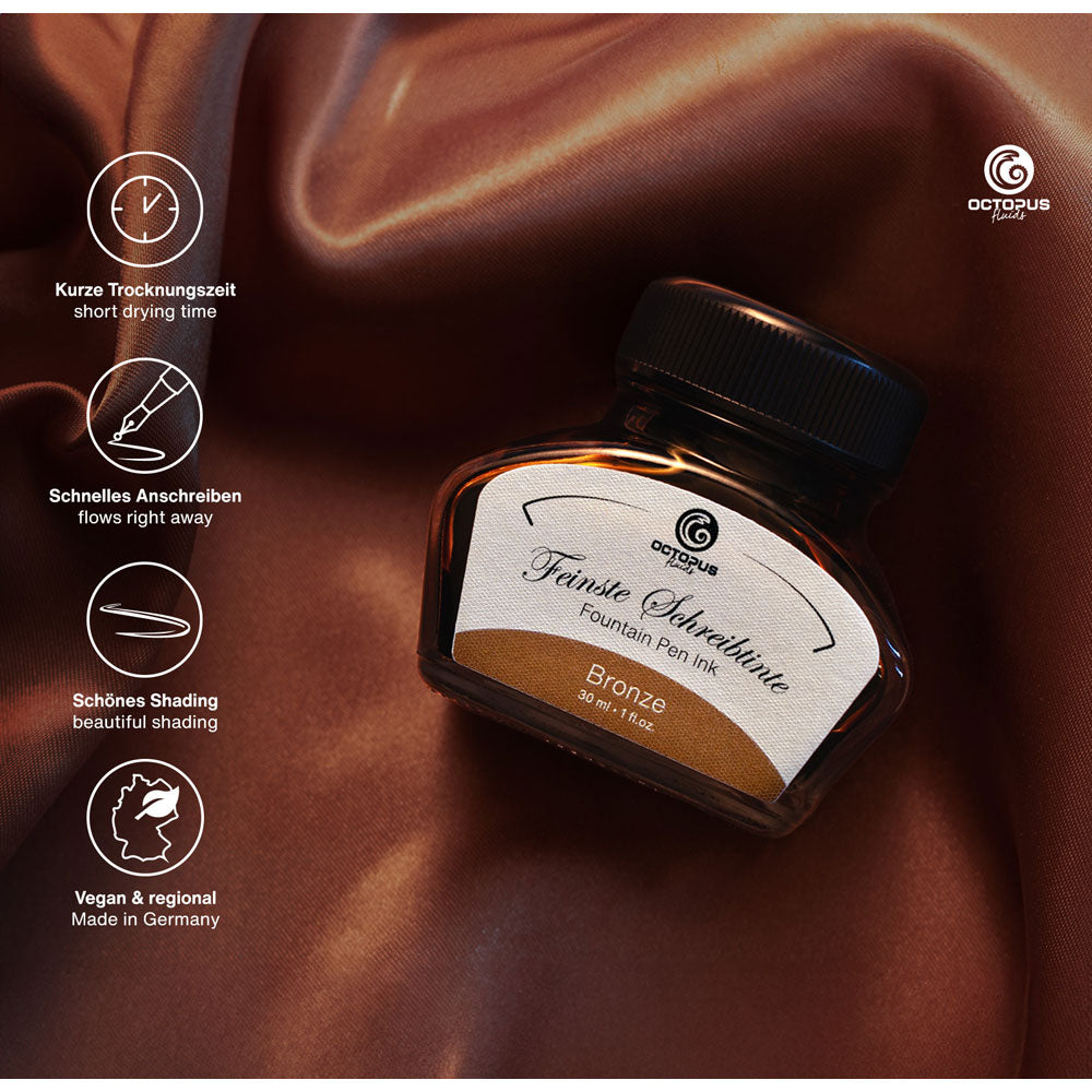 Octopus Fluids Fountain Pen Ink Bronze 30ml - Cafe Supply