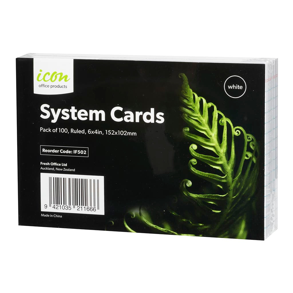Icon System Cards Ruled 6x4 White, Pack of 100 - Cafe Supply