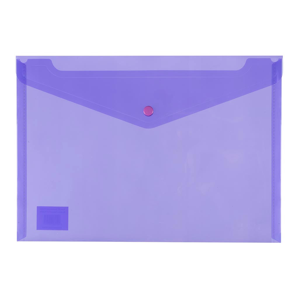 Icon PP Document Wallet A4 Button Closure Purple - Cafe Supply