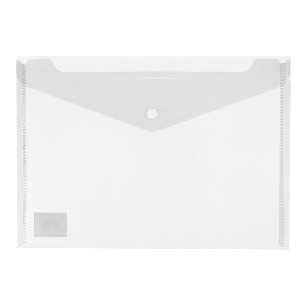 Icon PP Document Wallet A4 Button Closure Clear - Cafe Supply