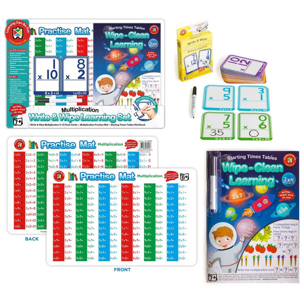 LCBF Write & Wipe Learning Set Multiplication - Cafe Supply