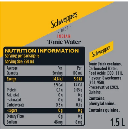 Schweppes Diet Indian Tonic Water 1.5l - Cafe Supply