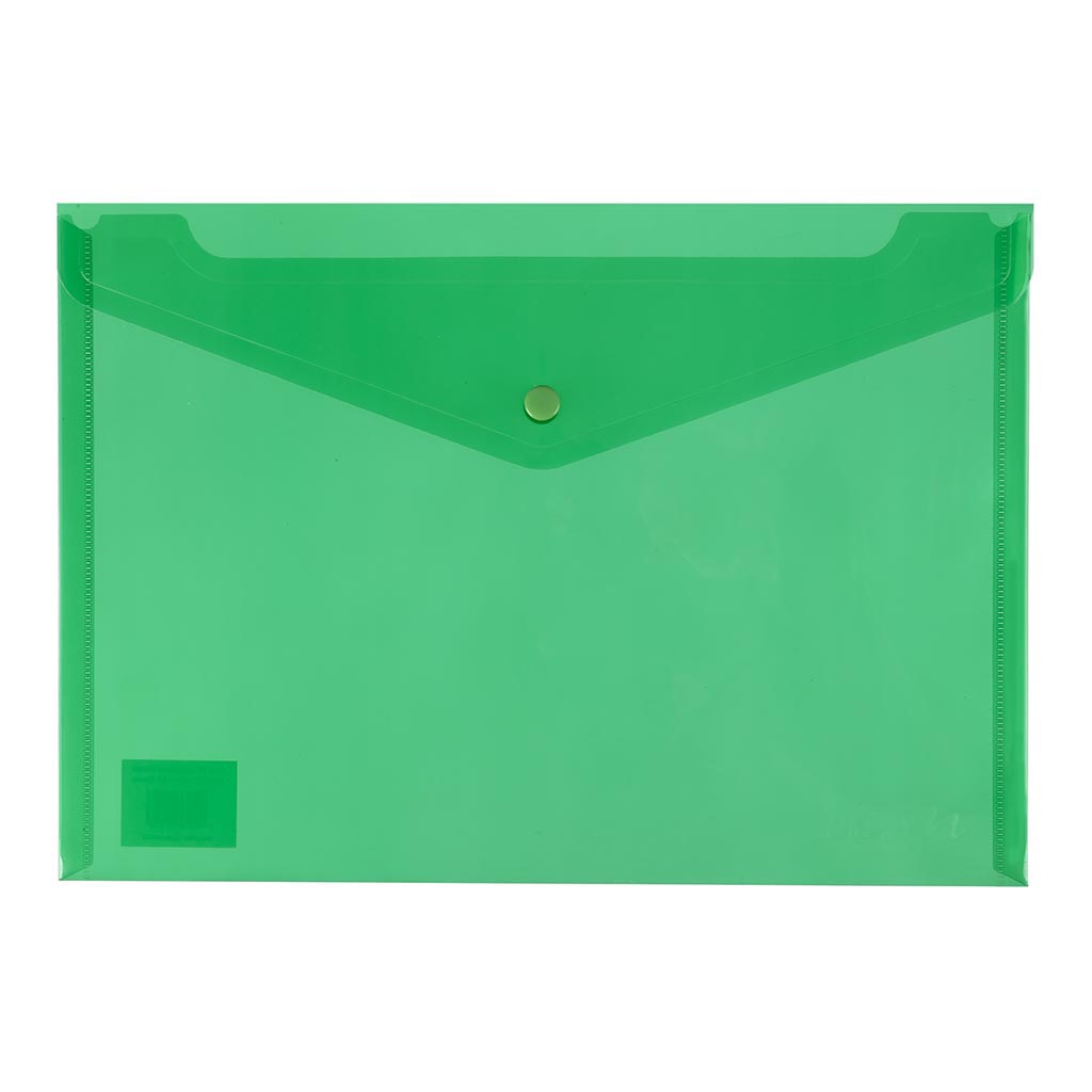 Icon PP Document Wallet A4 Button Closure Green - Cafe Supply