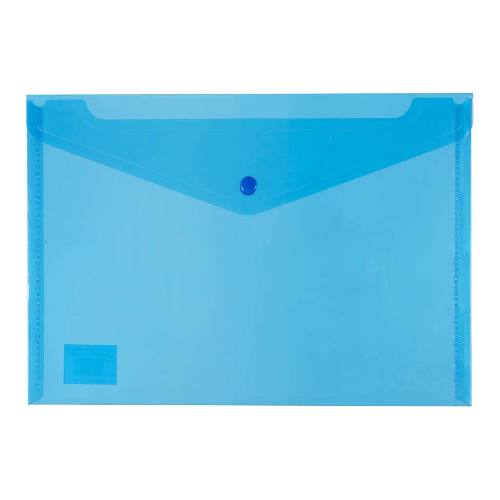 Icon PP Document Wallet A4 Button Closure Blue - Cafe Supply
