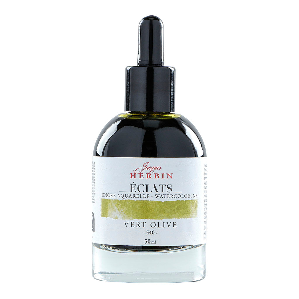 Jacques Herbin Eclats Watercolour Ink 540 Olive Green 50ml - Cafe Supply