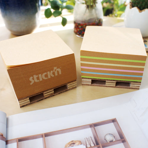 Stick'n Note Cube 76x76mm 400 Sheets Kraft Neon Assorted - Cafe Supply