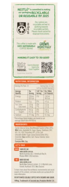 Nescafe Cappuccino Decaf Coffee Sachets 10pk - Cafe Supply