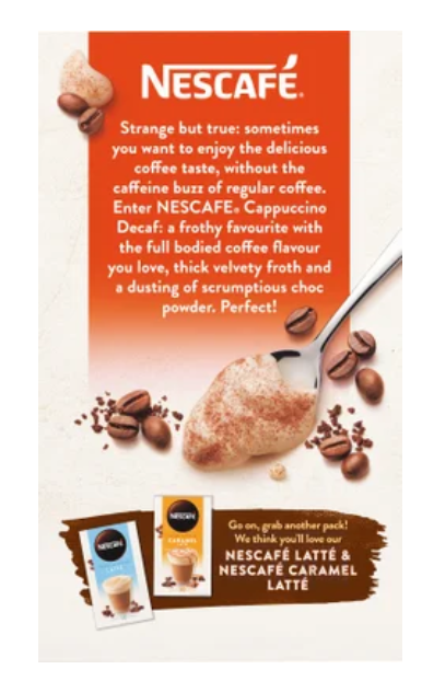 Nescafe Cappuccino Decaf Coffee Sachets 10pk - Cafe Supply