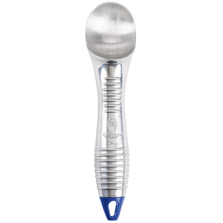 3-ounce aluminum ice cream scoop with blue end - Cafe Supply