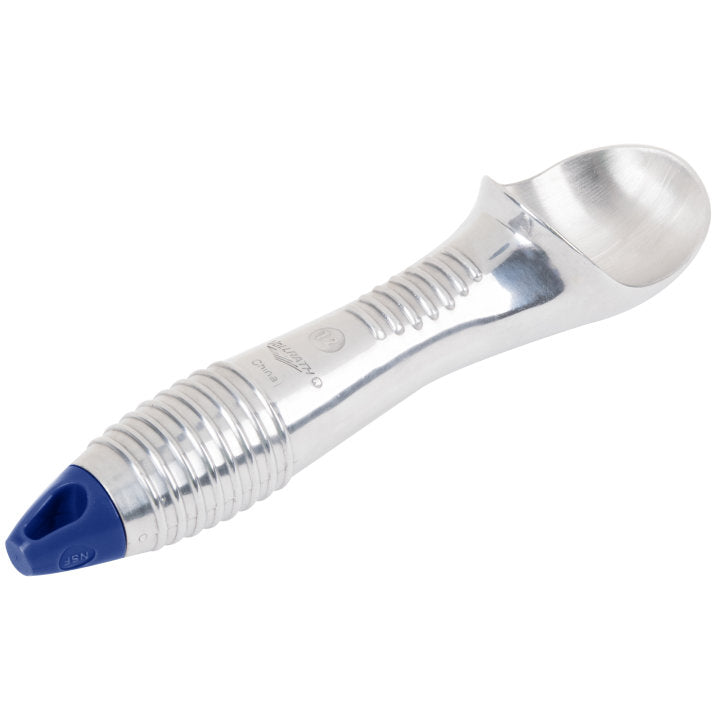 3-ounce aluminum ice cream scoop with blue end - Cafe Supply