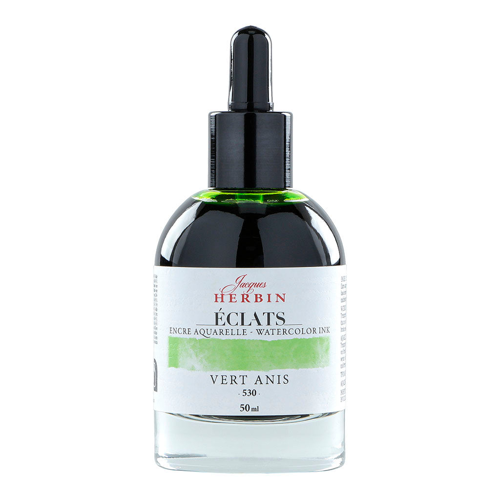 Jacques Herbin Eclats Watercolour Ink 530 Anise Green 50ml - Cafe Supply