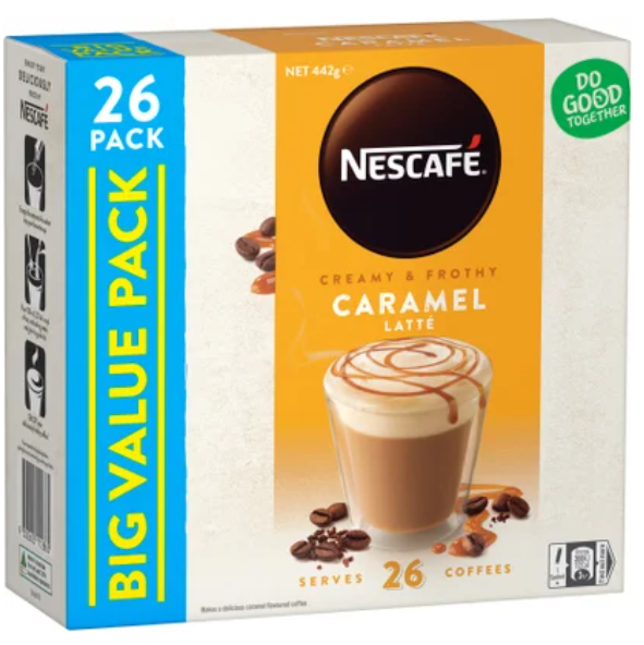 Nescafe Caramel Latte Coffee Sachets Value Pack 26pk - Cafe Supply