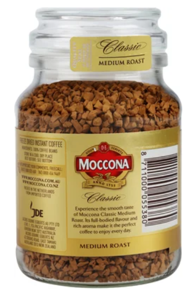 Moccona Classic Medium Roast Instant Freeze Dried Coffee Jar 100g - Cafe Supply