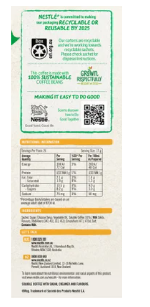 Nescafe Caramel Latte Coffee Sachets Value Pack 26pk - Cafe Supply