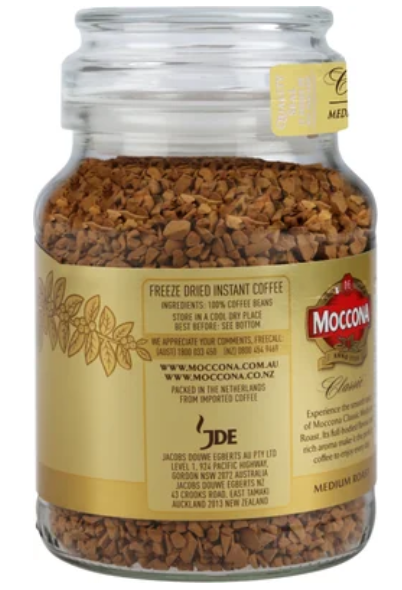 Moccona Classic Medium Roast Instant Freeze Dried Coffee Jar 100g - Cafe Supply