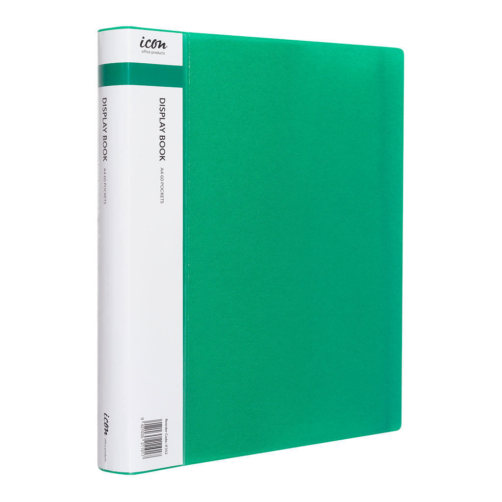 Icon Display Book A4 with Insert Spine 60 Pocket Green - Cafe Supply