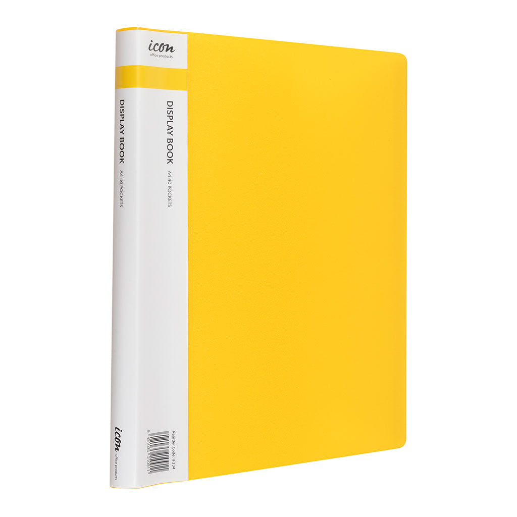 Icon Display Book A4 with Insert Spine 40 Pocket Yellow - Cafe Supply