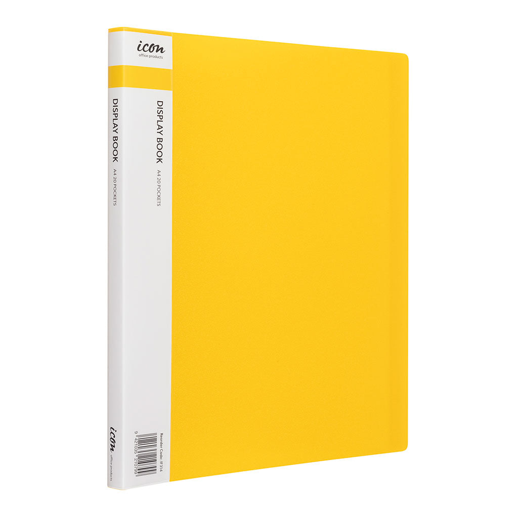 Icon Display Book A4 with Insert Spine 20 Pocket Yellow - Cafe Supply