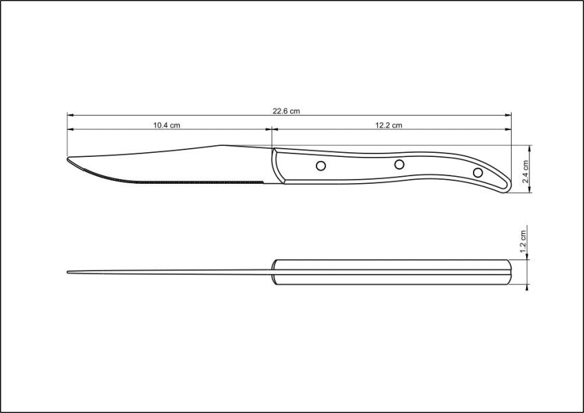 Tramontina Churrasco Steak Knife Micro Serrated Narrow Polywood 4", 10cm - Cafe Supply