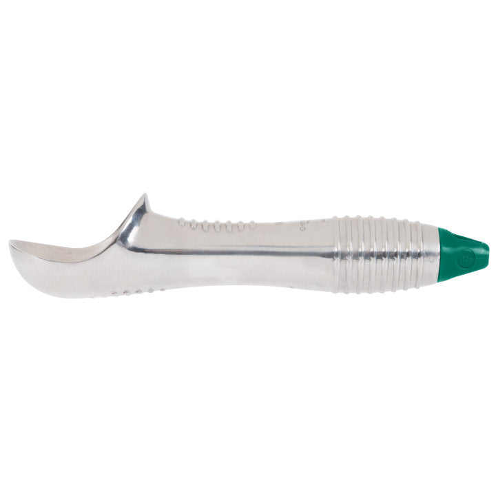 2 ½-ounce aluminum ice cream scoop with green end - Cafe Supply