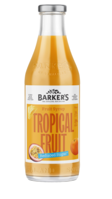 Barker's Tropical Reduced Sugar Fruit Syrup 710ml - Cafe Supply