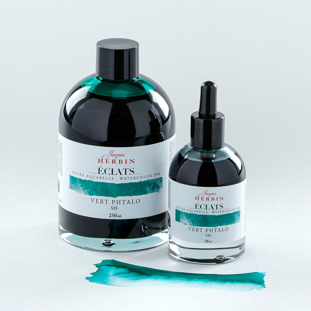 Jacques Herbin Eclats Watercolour Ink 525 Phthalo Green 50ml - Cafe Supply
