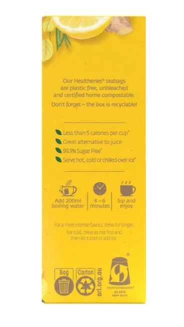 Healtheries Lemon & Ginger With Apple Tea Bags 20pk - Cafe Supply