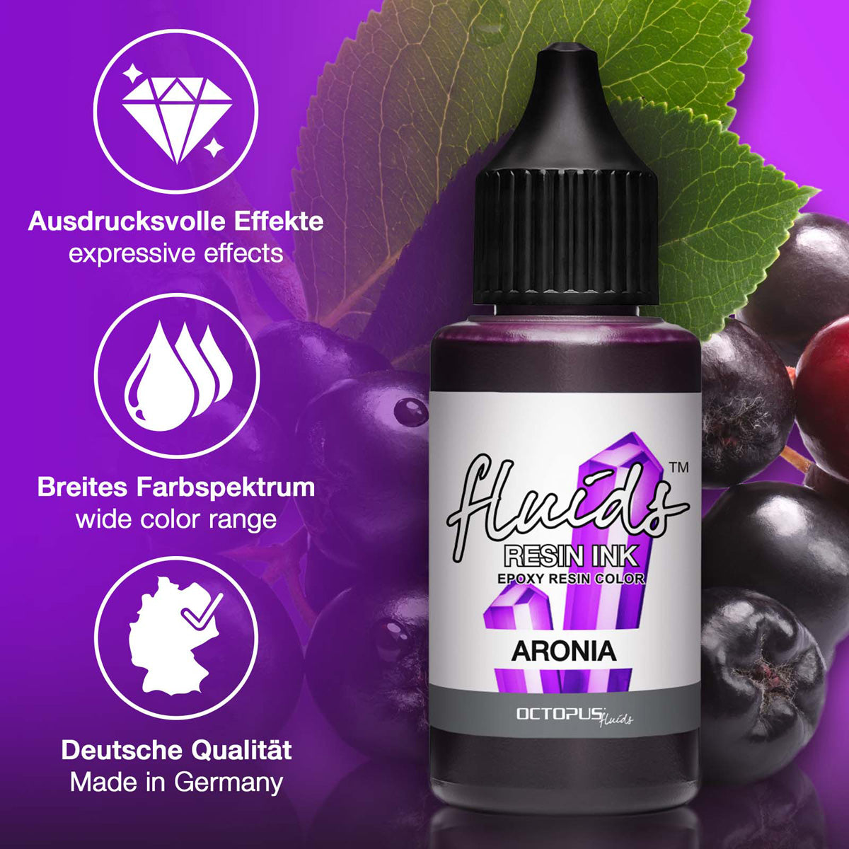 Octopus Fluids Resin Ink Aronia Violet 30ml - Cafe Supply