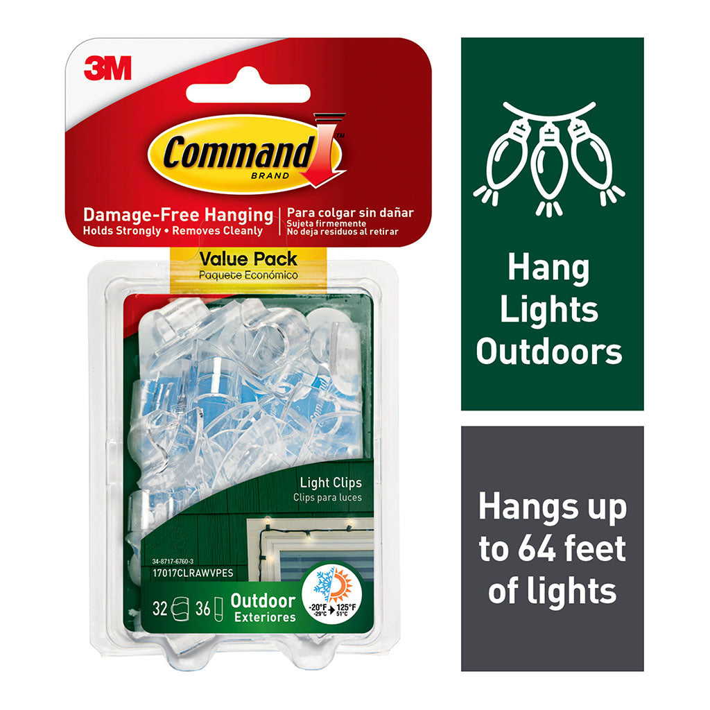 Command Outdoor Light Clips 17017CLRAWVPES Clear, Pack of 32 - Cafe Supply