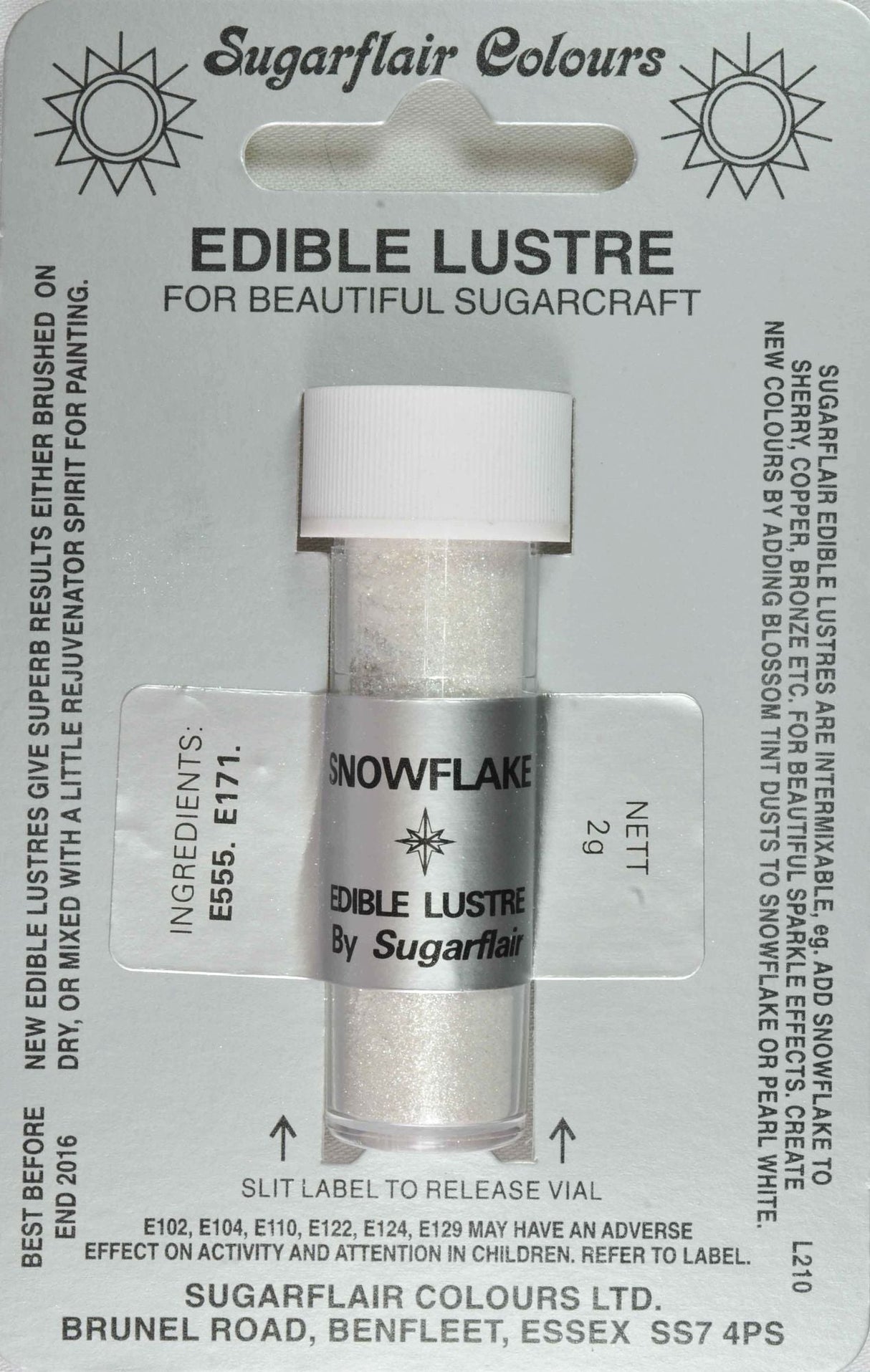 Sugarflair Edible Lustre Colour Snowflake - Cafe Supply