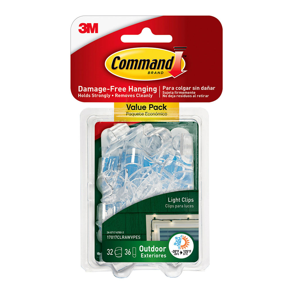 Command Outdoor Light Clips 17017CLRAWVPES Clear, Pack of 32 - Cafe Supply