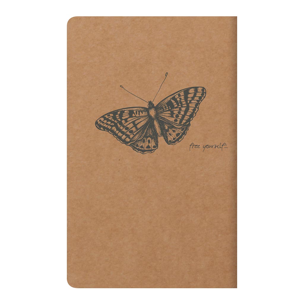 Flying Spirit Sewn Notebook 7.5x12cm Kraft - Cafe Supply