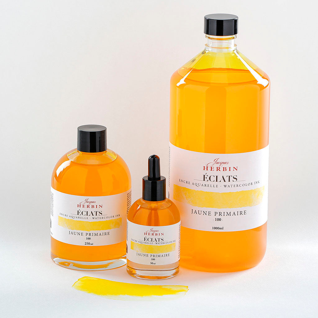 Jacques Herbin Eclats Watercolour Ink 100 Primary Yellow 50ml - Cafe Supply
