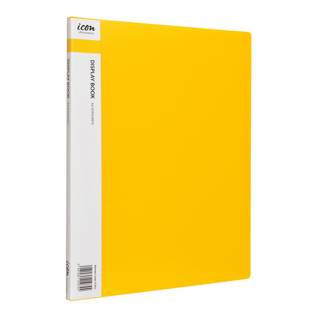 Icon Display Book A4 with Insert Spine 10 Pocket Yellow - Cafe Supply