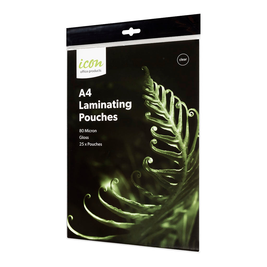 Icon Laminating Pouches A4 Gloss 80mic, Pack of 25 - Cafe Supply