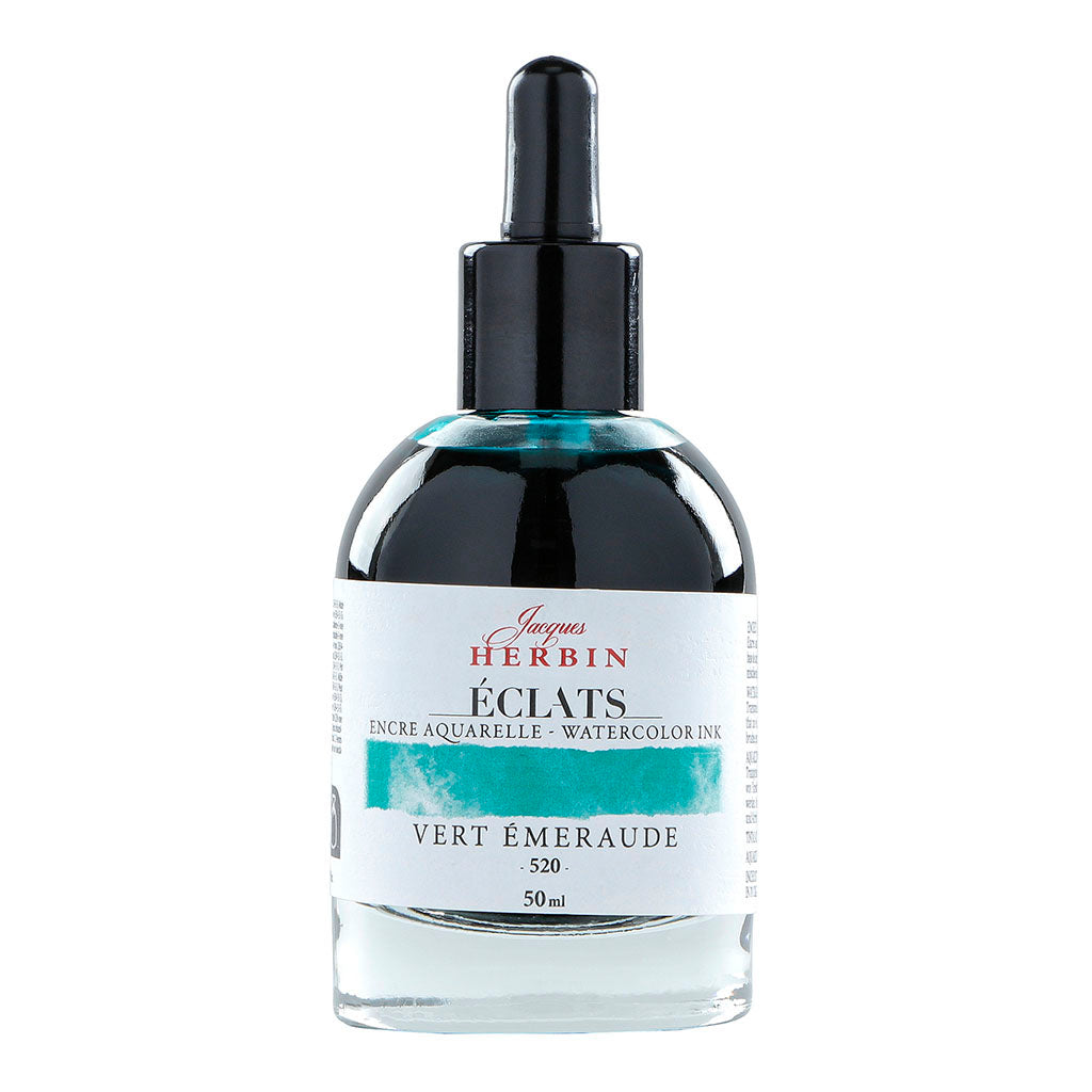 Jacques Herbin Eclats Watercolour Ink 520 Emerald Green 50ml - Cafe Supply