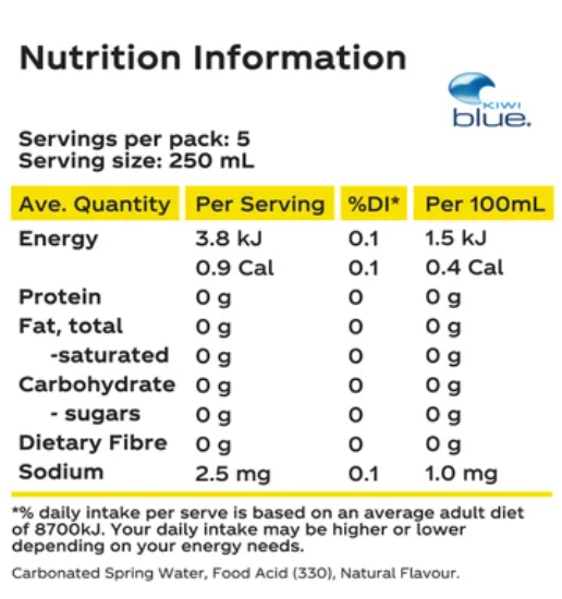 Kiwi Blue Lemon Light Sparkling Spring Water 1.25l - Cafe Supply