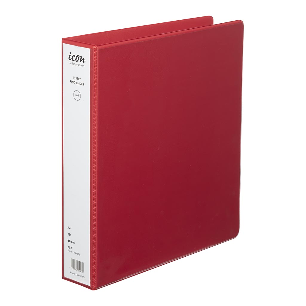 Icon Insert Binder A4 2D 38mm Red - Cafe Supply