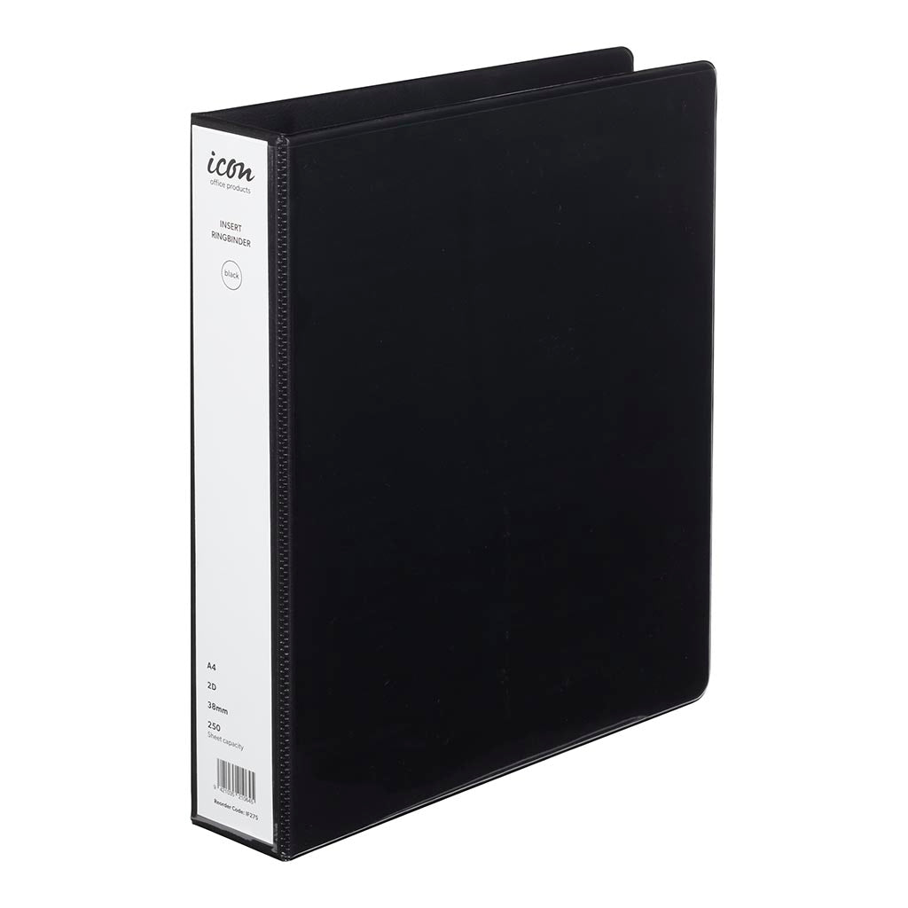 Icon Insert Binder A4 2D 38mm Black - Cafe Supply
