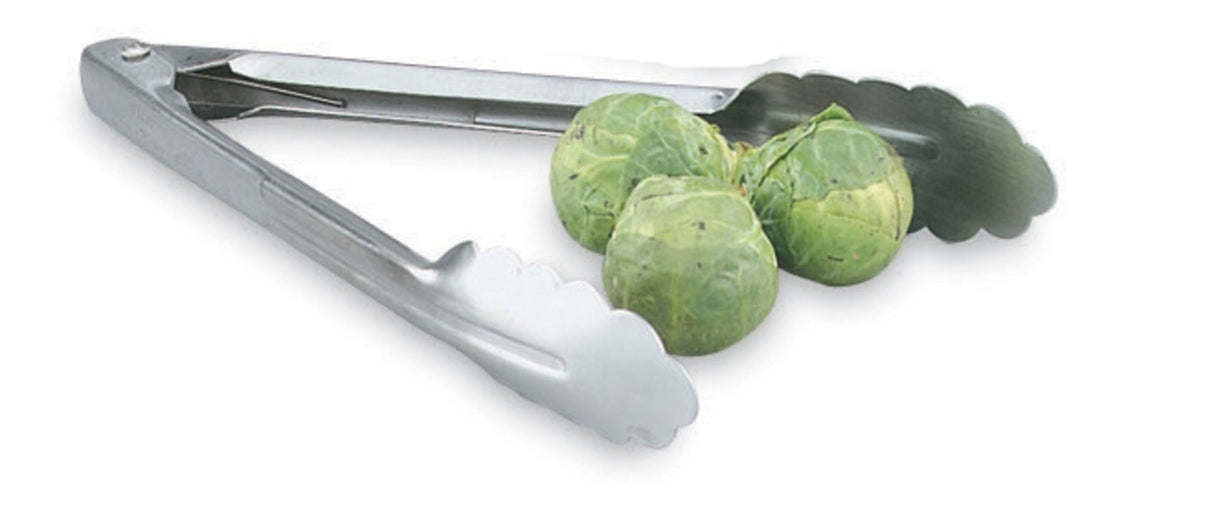 9 ½-inch heavy-duty stainless steel utility tongs - Cafe Supply