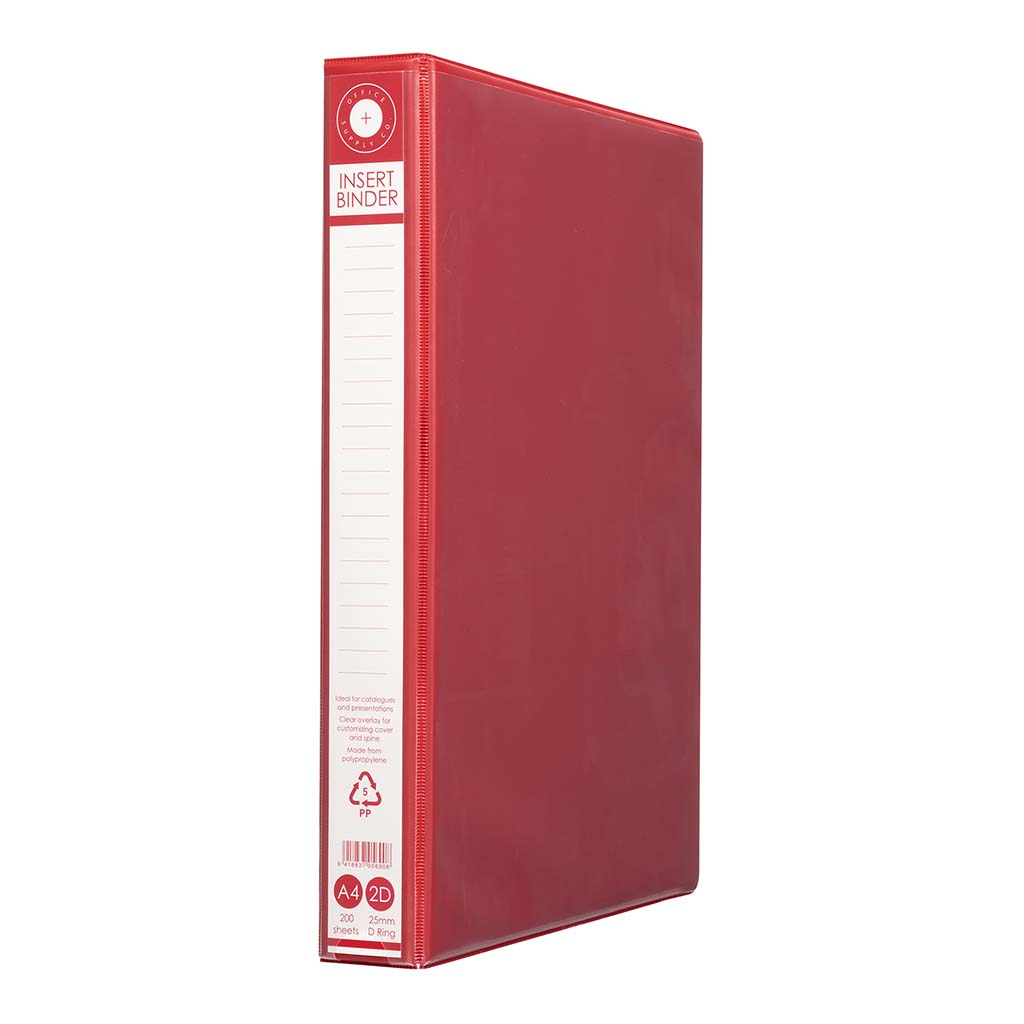 OSC Insert Binder A4 2D 25mm Red - Cafe Supply