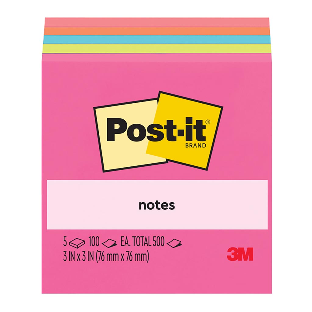 Post-it Notes 654-5AN 76x76mm Poptimistic (Cape Town), Pack of 5 - Cafe Supply