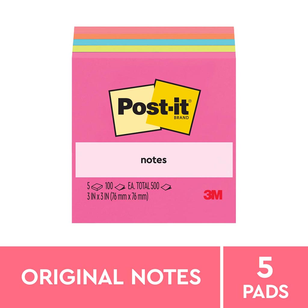 Post-it Notes 654-5AN 76x76mm Poptimistic (Cape Town), Pack of 5 - Cafe Supply